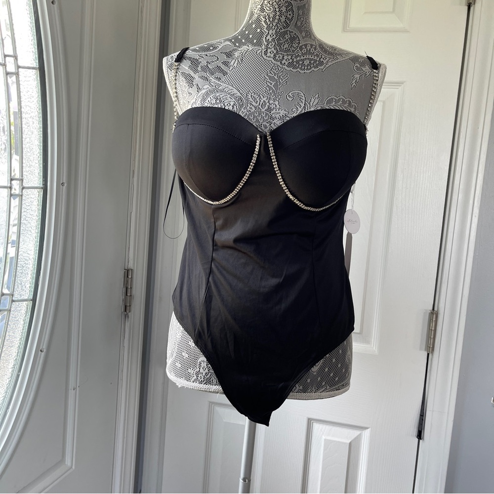 Blashe One Piece Thong Womens Diamond Tassel Clubwear Swimsuit size 1X